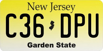 NJ license plate C36DPU