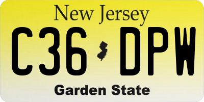 NJ license plate C36DPW