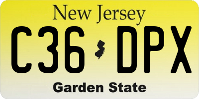 NJ license plate C36DPX
