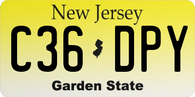 NJ license plate C36DPY