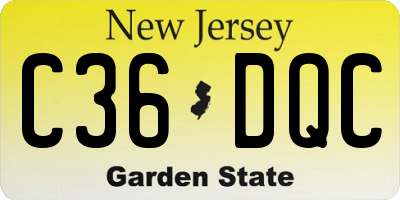 NJ license plate C36DQC