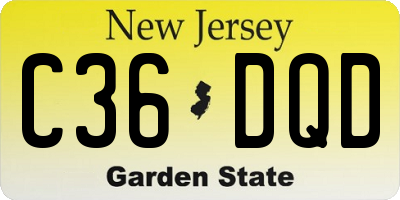 NJ license plate C36DQD