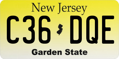 NJ license plate C36DQE