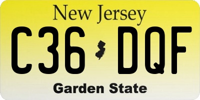 NJ license plate C36DQF