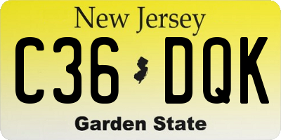 NJ license plate C36DQK