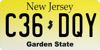 NJ license plate C36DQY