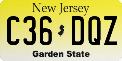 NJ license plate C36DQZ