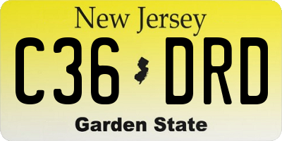 NJ license plate C36DRD