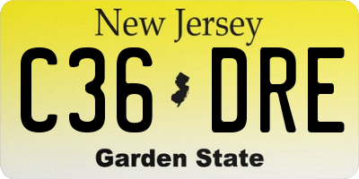 NJ license plate C36DRE