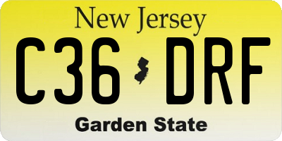 NJ license plate C36DRF