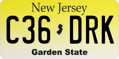 NJ license plate C36DRK