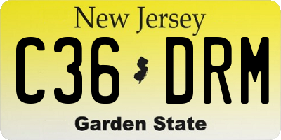 NJ license plate C36DRM