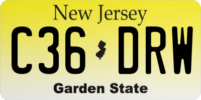 NJ license plate C36DRW