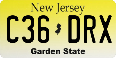 NJ license plate C36DRX