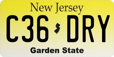 NJ license plate C36DRY