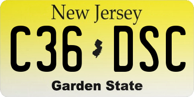 NJ license plate C36DSC