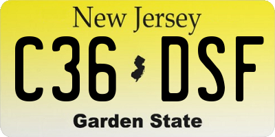 NJ license plate C36DSF