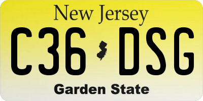 NJ license plate C36DSG