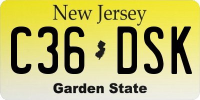 NJ license plate C36DSK