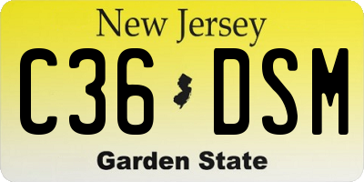 NJ license plate C36DSM