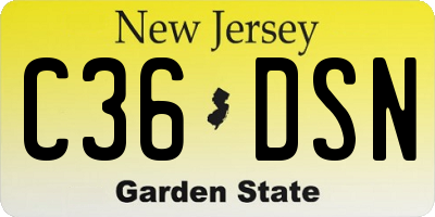 NJ license plate C36DSN