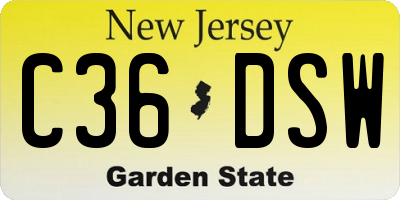 NJ license plate C36DSW
