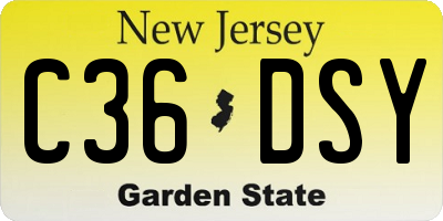 NJ license plate C36DSY