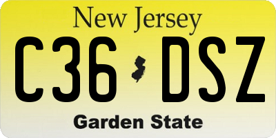 NJ license plate C36DSZ