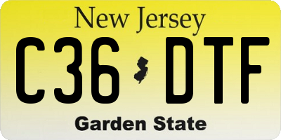 NJ license plate C36DTF