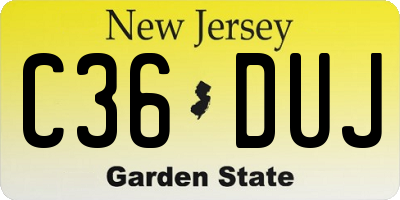 NJ license plate C36DUJ