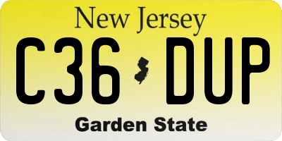 NJ license plate C36DUP
