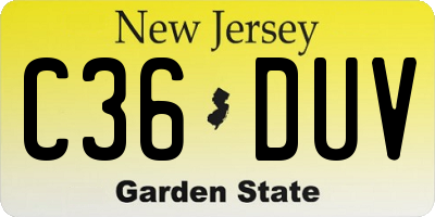 NJ license plate C36DUV