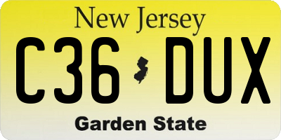 NJ license plate C36DUX