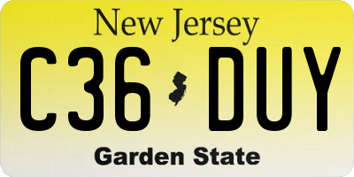 NJ license plate C36DUY