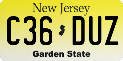 NJ license plate C36DUZ
