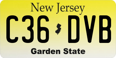 NJ license plate C36DVB