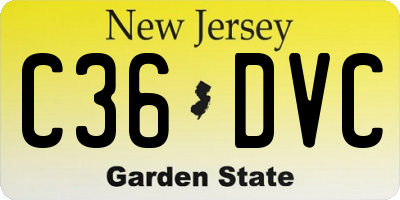 NJ license plate C36DVC