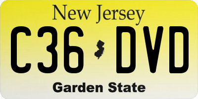 NJ license plate C36DVD