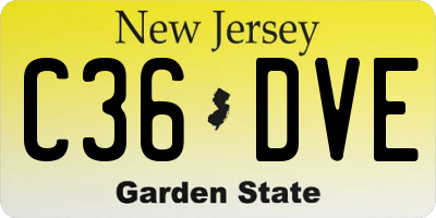 NJ license plate C36DVE