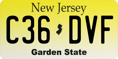 NJ license plate C36DVF