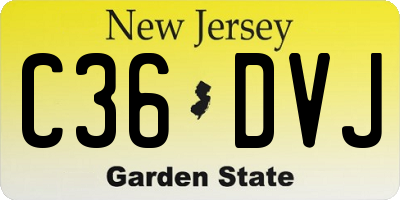 NJ license plate C36DVJ
