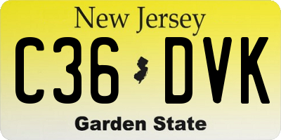 NJ license plate C36DVK