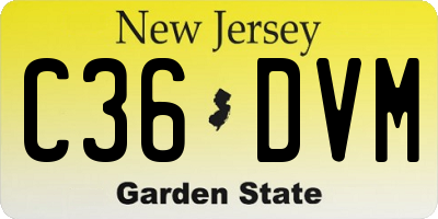 NJ license plate C36DVM