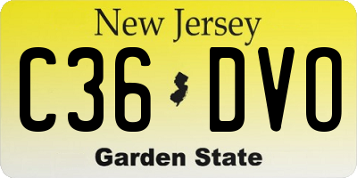 NJ license plate C36DVO