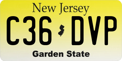 NJ license plate C36DVP