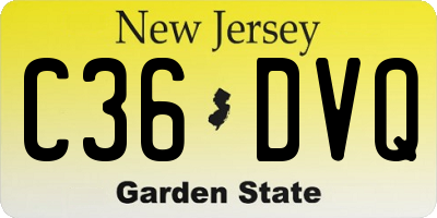 NJ license plate C36DVQ