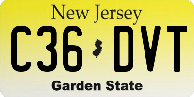 NJ license plate C36DVT