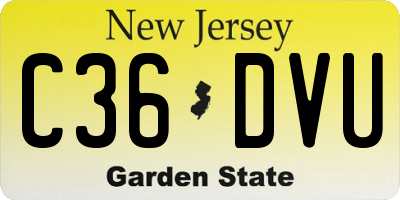 NJ license plate C36DVU