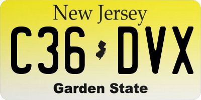 NJ license plate C36DVX