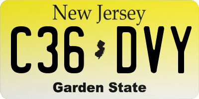 NJ license plate C36DVY